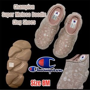 Men's Champion Super Meloso Doodle Clog Shoes (White & Taupe), Size 8M US